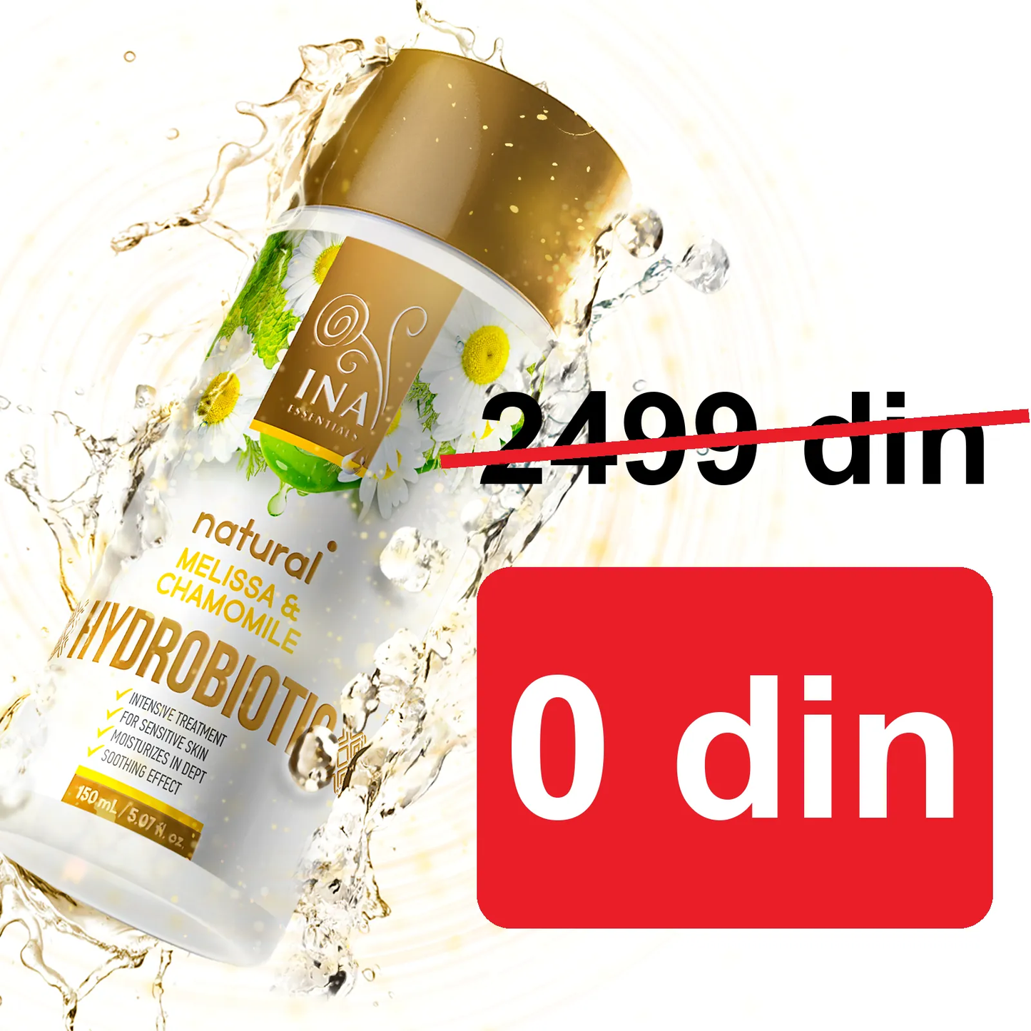 + Poklon Hydrobiotic - Kamilica, Matičnjak i Aloe Vera - intenzivna umirujuća nega za Osetljivu kožu