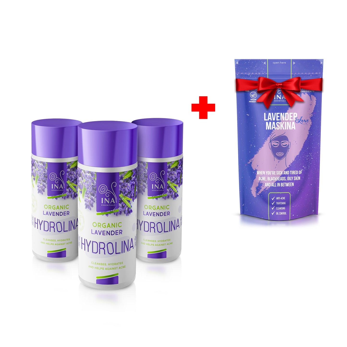 3 Organske vode od Lavande - Hydroline + Besplatna maska za lice - Maskina Lavanda