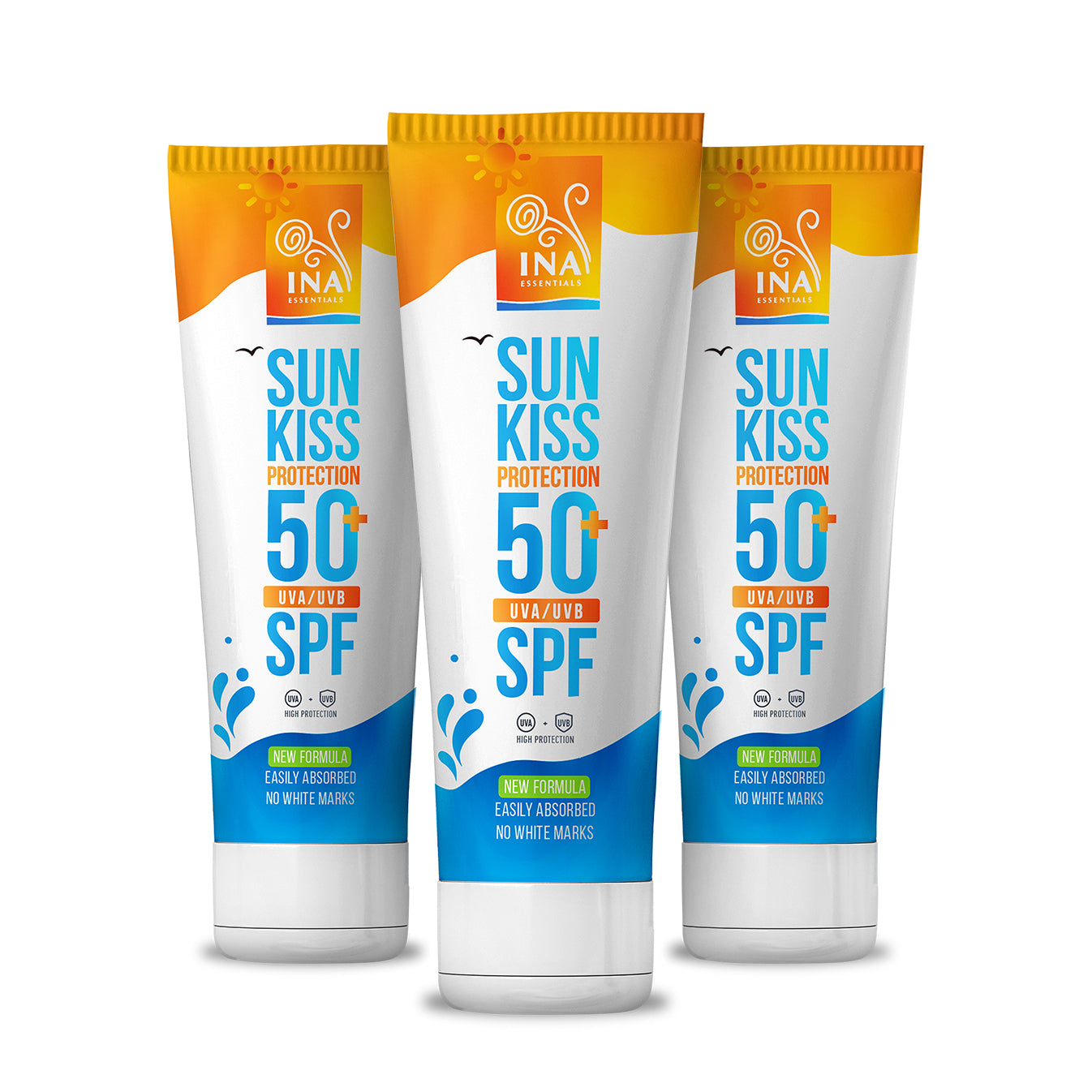 Porodični paket za zaštitu od sunca - 2+1 Prirodna krema za sunčanje za lice i telo SPF 50+ sa organskom belom jelom