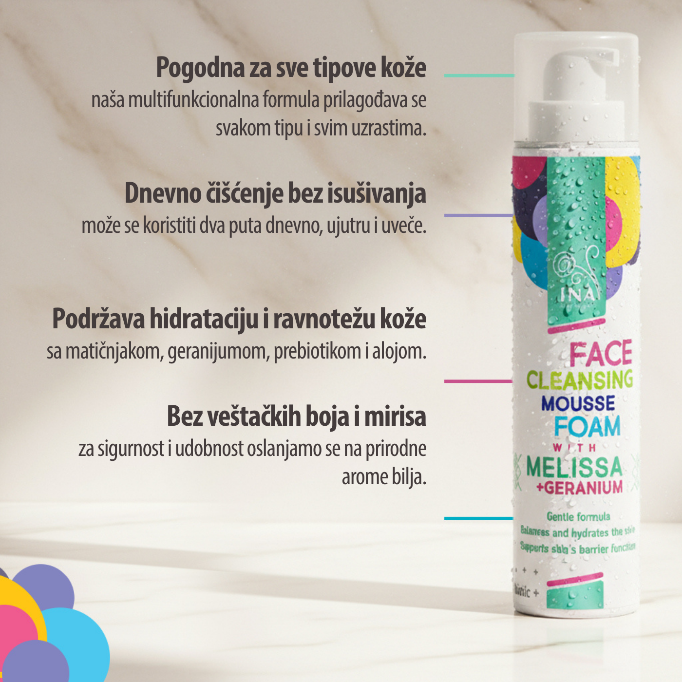 Prirodna pena za čišćenje lica sa matičnjakom i geranijumom – za svaki tip kože