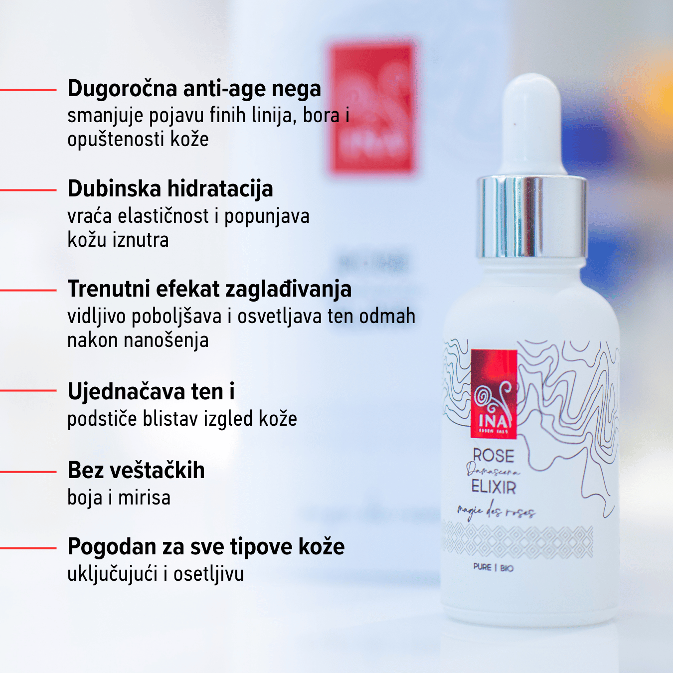 Intenzivni anti-age serum za lice sa organskim uljem ruže – Rose Elixir