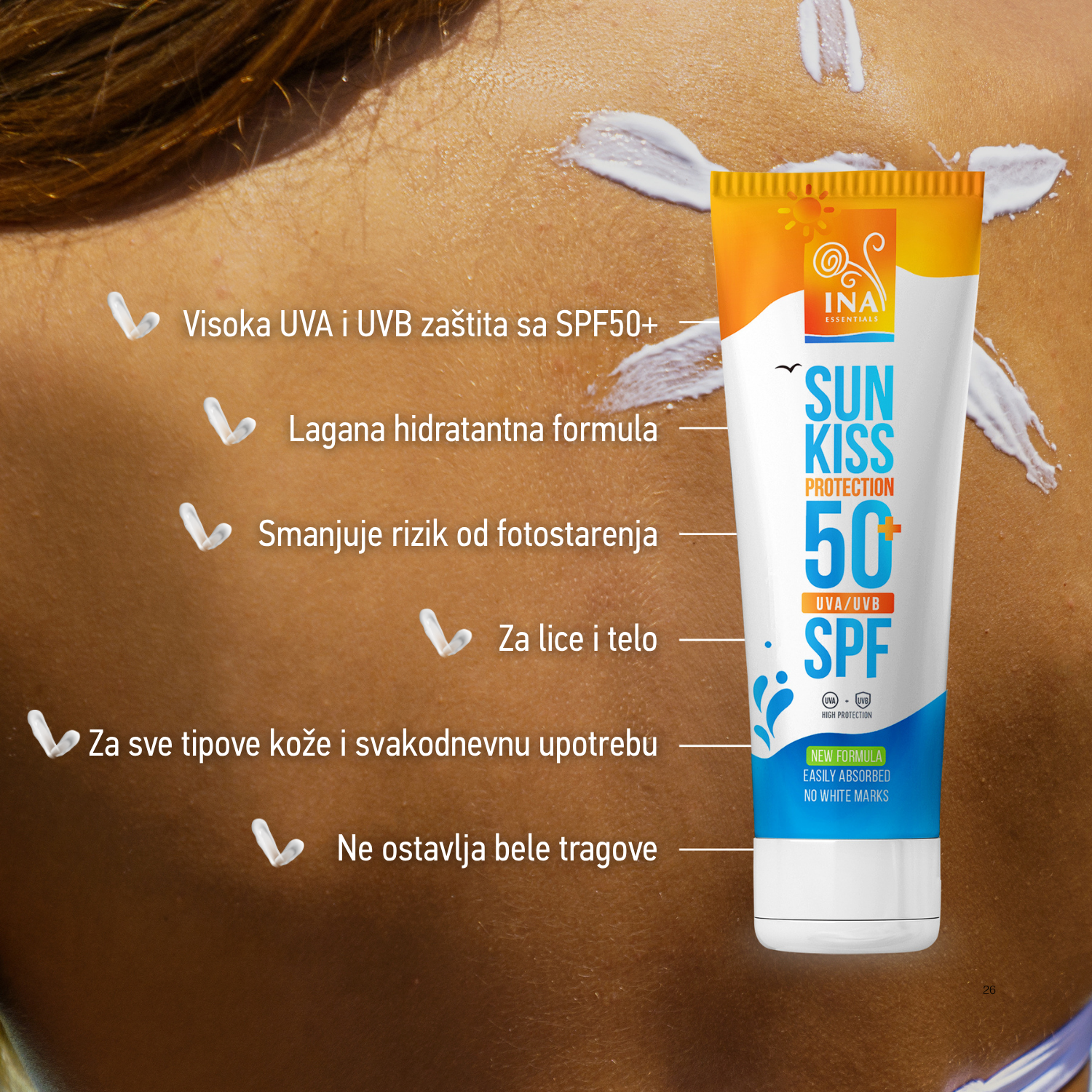 Prirodna Krema za Sunčanje za Lice i Telo SPF 50+ sa Organskom Belom Jelom