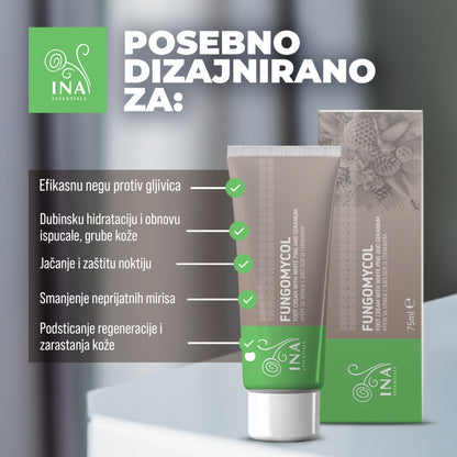 2 u 1 krema za gljivice na noktima i suvu, ispucalu kožu – sa belim borom, uream i geranijumom